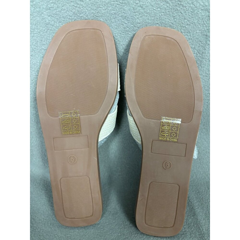 Tanamo Women's Sandals Slip on Slides Dressy Casual Flats Open Toe Cream 6 NWB. - Picture 8 of 8